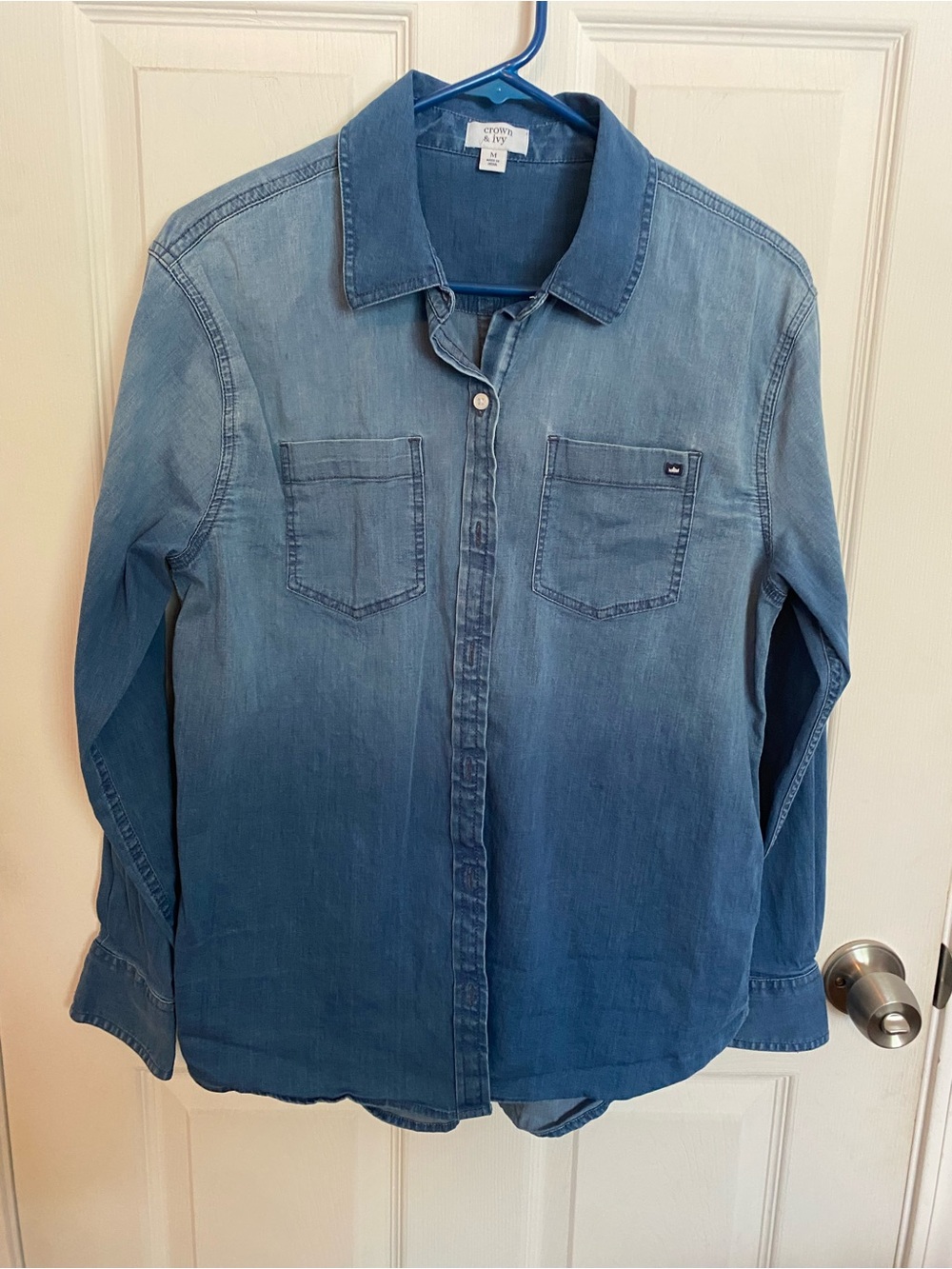 crown & ivy Ombré Blue Denim Shirt
